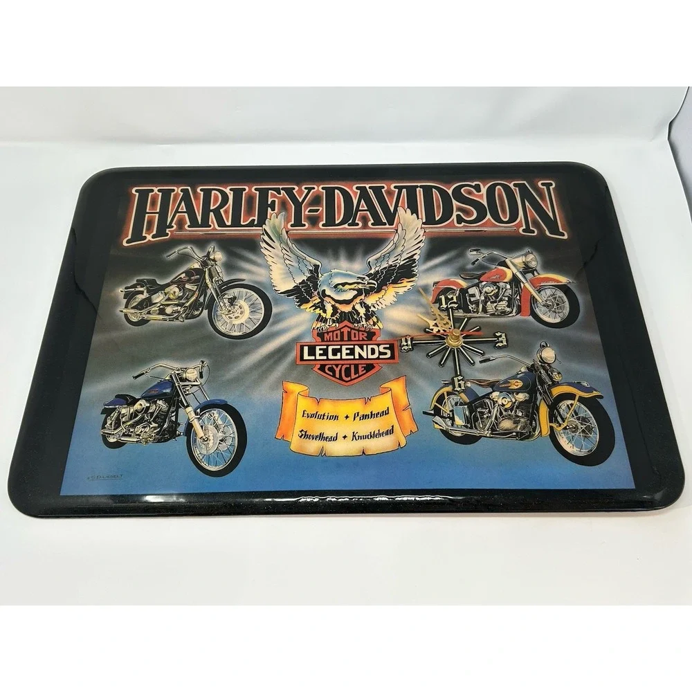 Vintage Harley Davidson Motorcycle Clock‎ Frame Plaque By S.D Liebelt Working